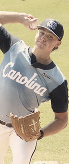 Jimmy Voorhies pitching for North Carolina